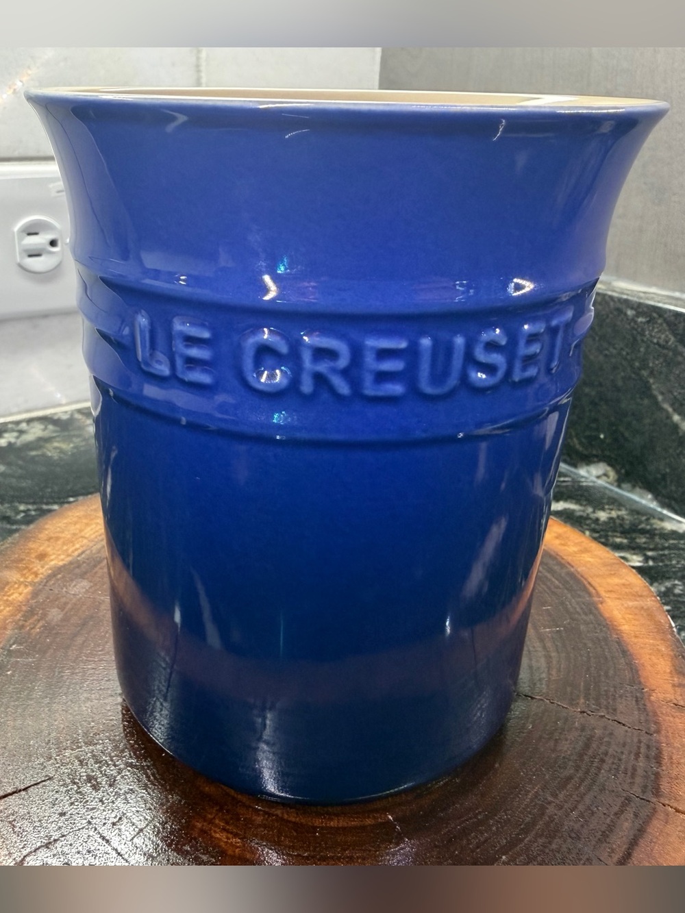 NEW Le Creuset Indigo Blue Purple 1L Utensil Crock Stoneware Utensil Holder